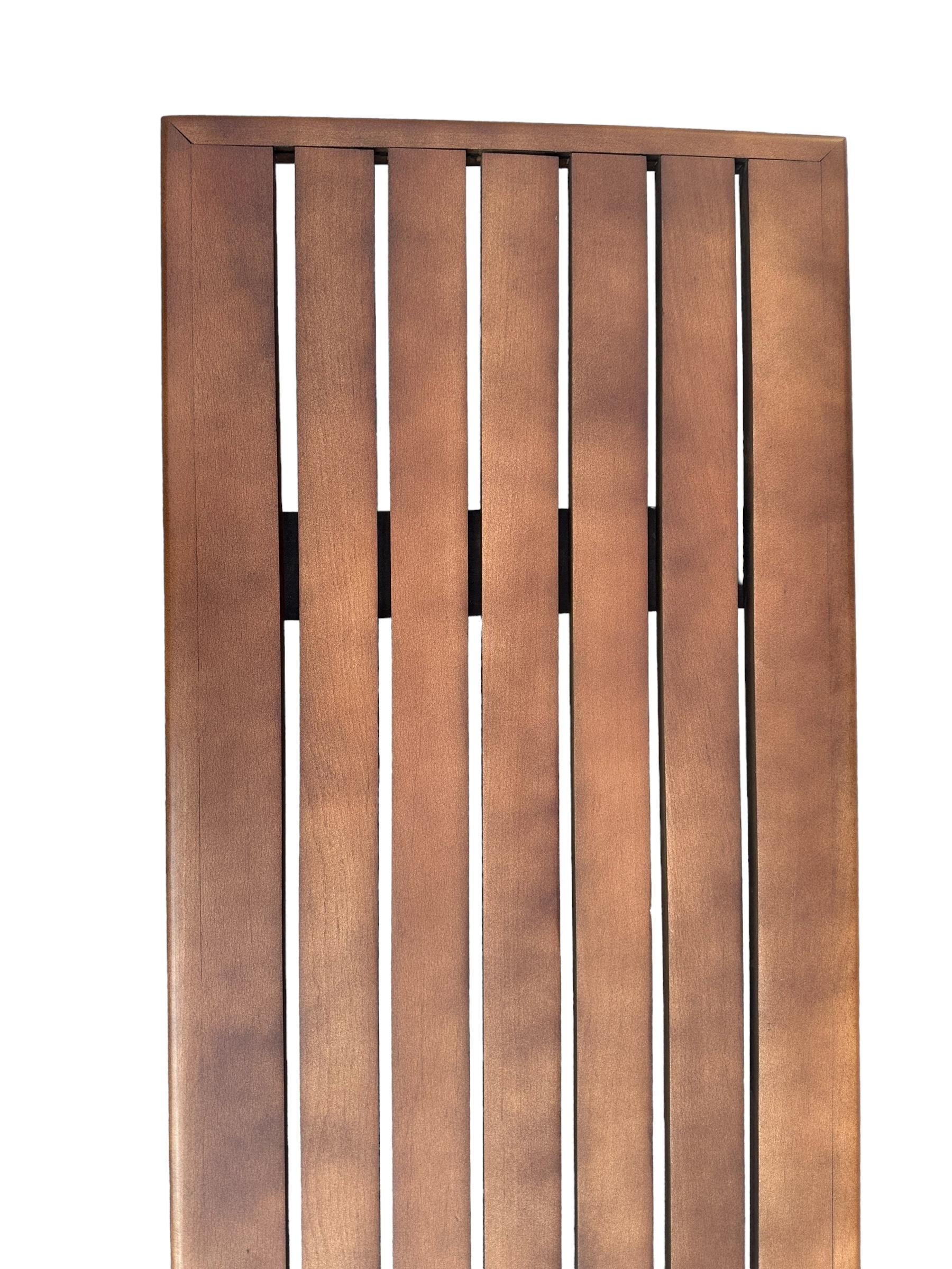 Midcentury Modern Slat Bench or Coffee Table Refinished in Medium Walnut Tone For Sale 6