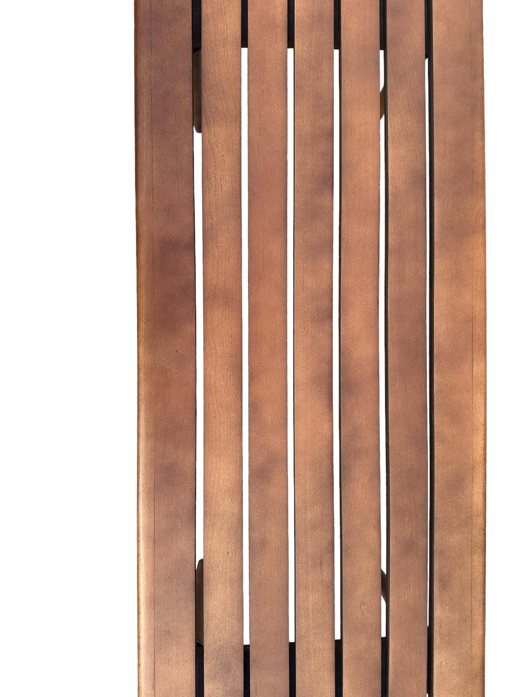 Midcentury Modern Slat Bench or Coffee Table Refinished in Medium Walnut Tone For Sale 7