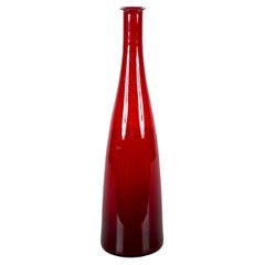 Mid-Century Modern Smoked Ruby Red Murano Blown Glass Italian Bottle, 1970s 