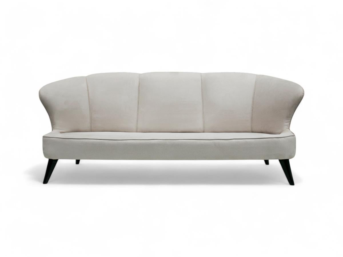 Brazilian Midcentury Modern Sofa in Hardwood & Grey Velvet by Joaquim Tenreiro Brazil 1960 For Sale