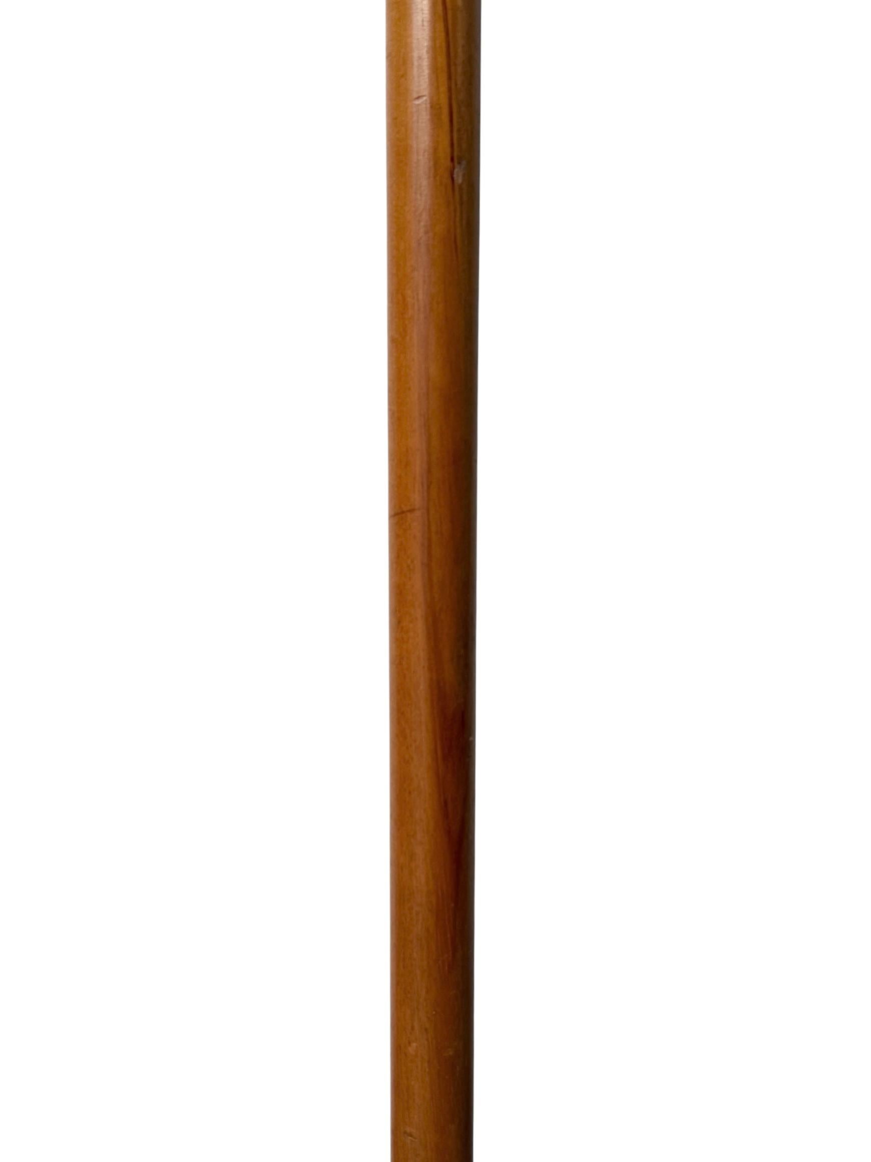 Midcentury Modern Solid Wood Floor Lamp with new Linen Shade For Sale 5