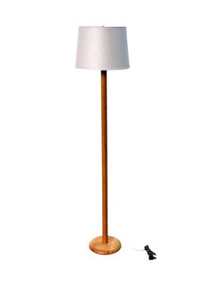 Midcentury Modern Solid Wood Floor Lamp with new Linen Shade