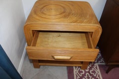 Midcentury Modern Split Reed Rattan Side Table