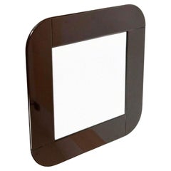 Midcentury Modern Lackierter Brauner Quadratischer Spiegel, Italien 1980er