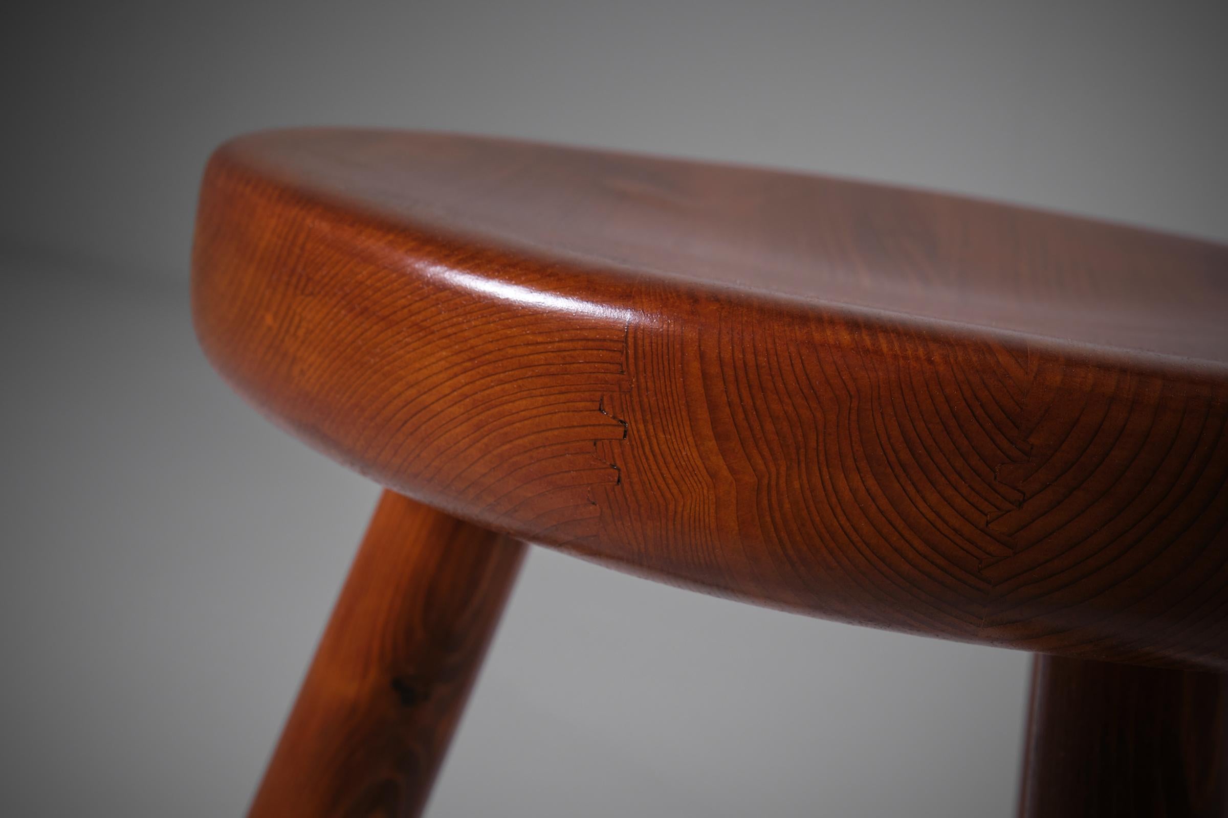 Midcentury Modern Stool in Pine, France 1960s In Good Condition For Sale In Rotterdam, NL