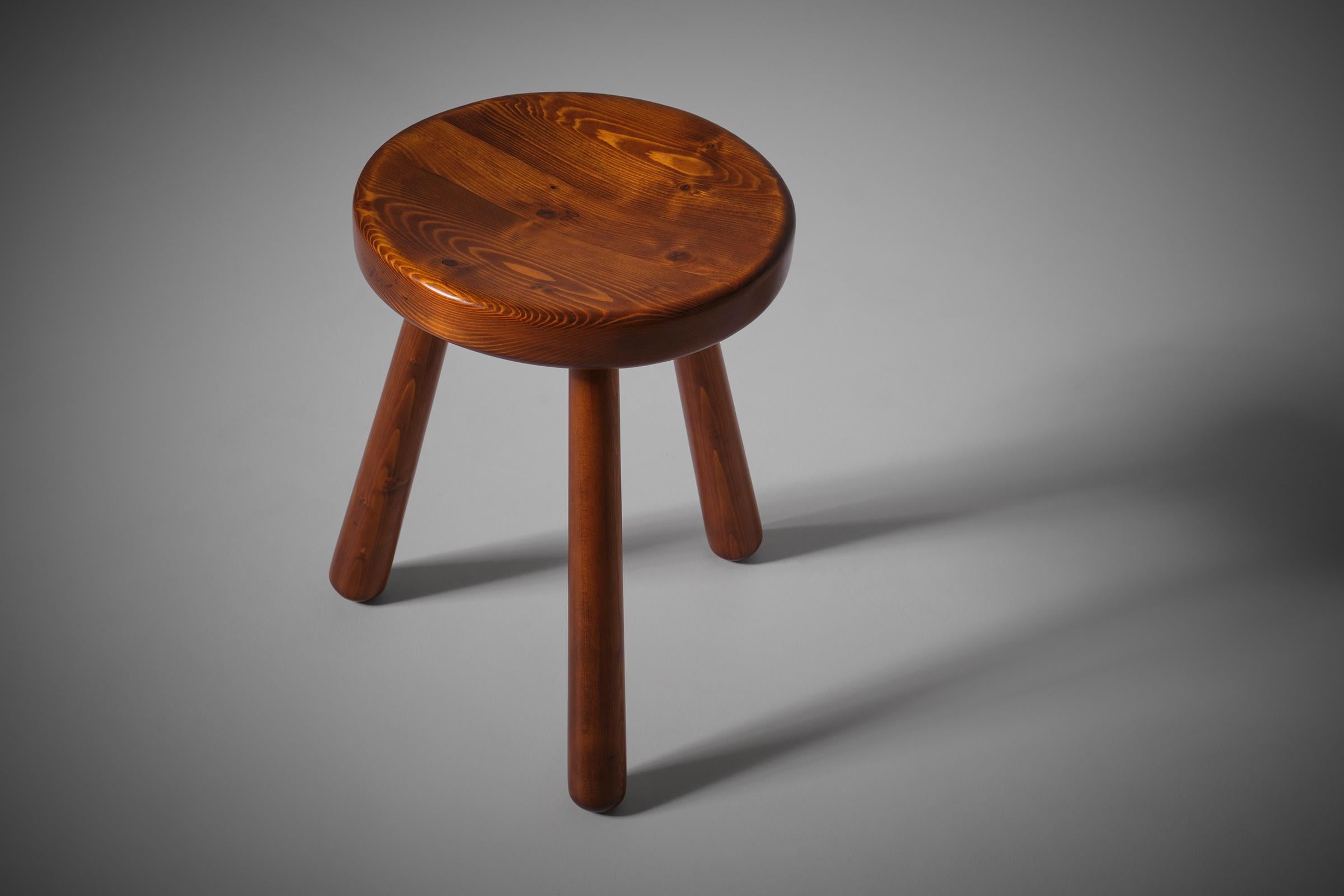 Mid-20th Century Midcentury Modern Stool in Pine, France 1960s For Sale