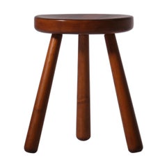 Midcentury Modern Stool in Pine, France 1960s