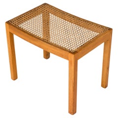 Midcentury Modern Stool, mahogany and rattan, Denmark, 1950s