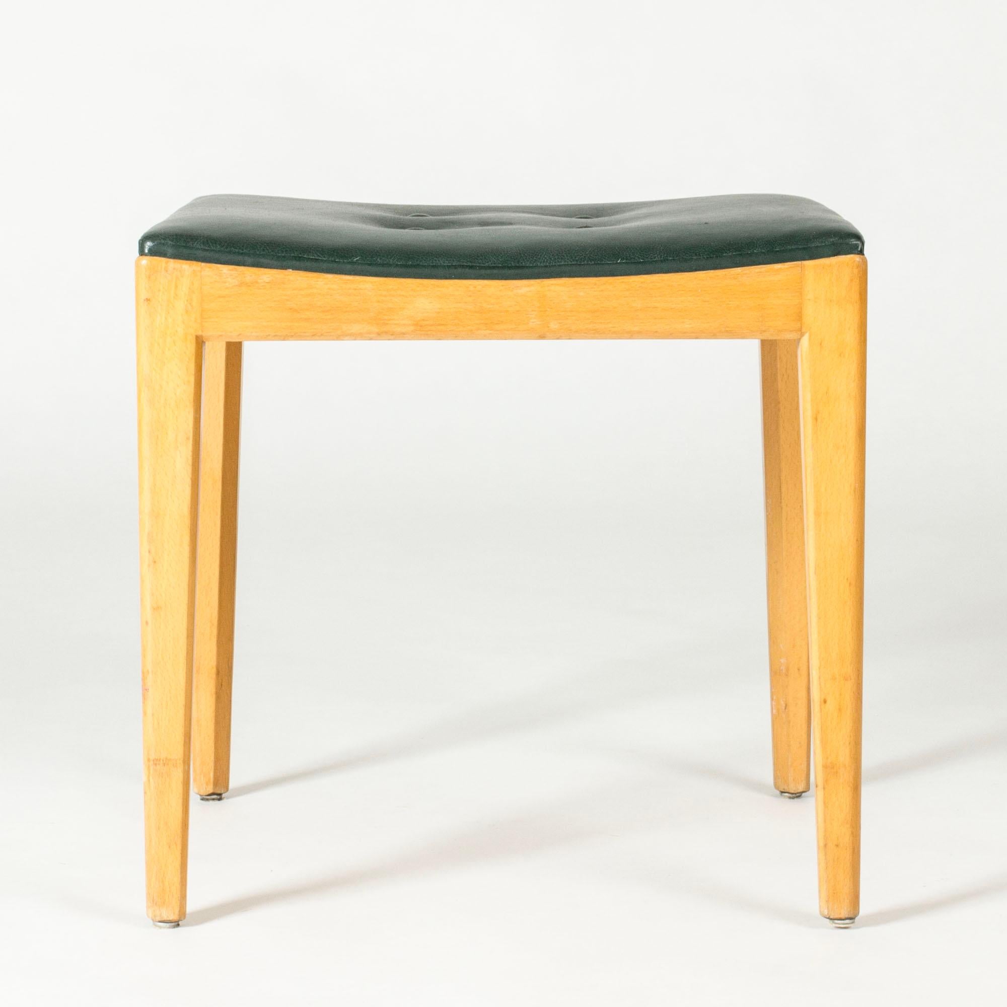Svedese Sgabello moderno di metà secolo con pelle verde, Axel Larsson, Svezia, anni '50 in vendita
