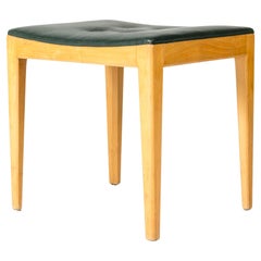 Midcentury Modern Stool with green leather, Axel Larsson, Sweden, 1950s