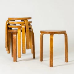 Midcentury Modern Stools by Alvar Aalto, Sweden, 1940s