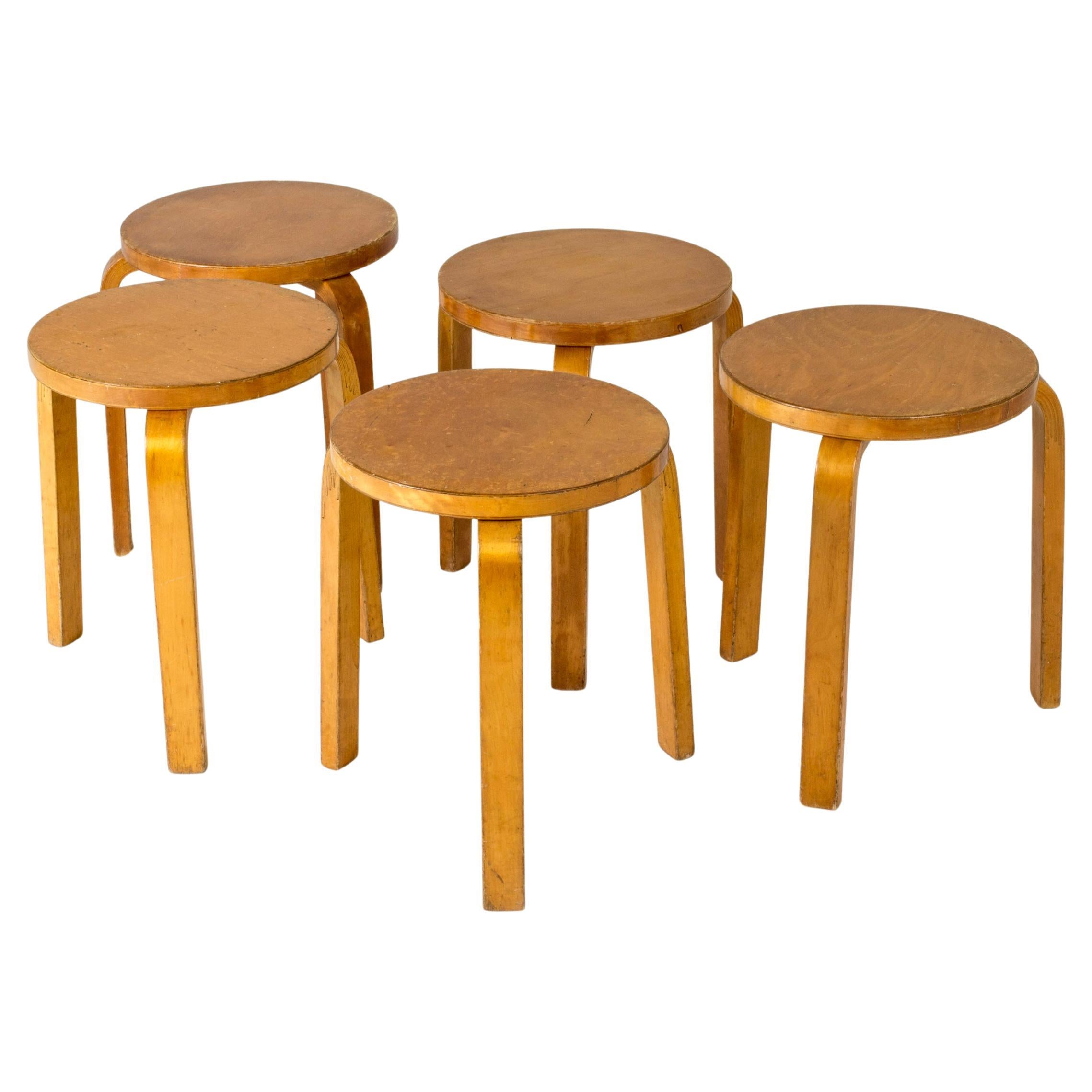 Midcentury Modern Stools by Alvar Aalto, Sweden, 1940s For Sale