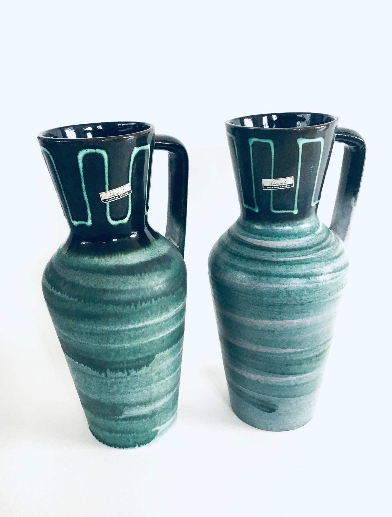 Mid-Century Modern Midcentury Modern Studio Pottery Vase Set by Scheurich, West Germany 1960's For Sale