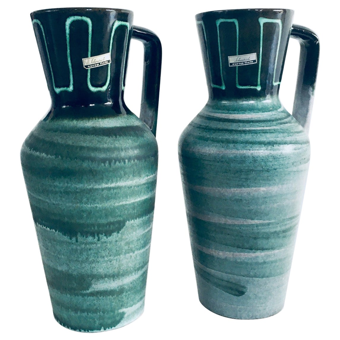 Juego de jarrones de cerámica Studio Pottery moderna de mediados de siglo de Scheurich, Alemania Occidental Años 60 en venta