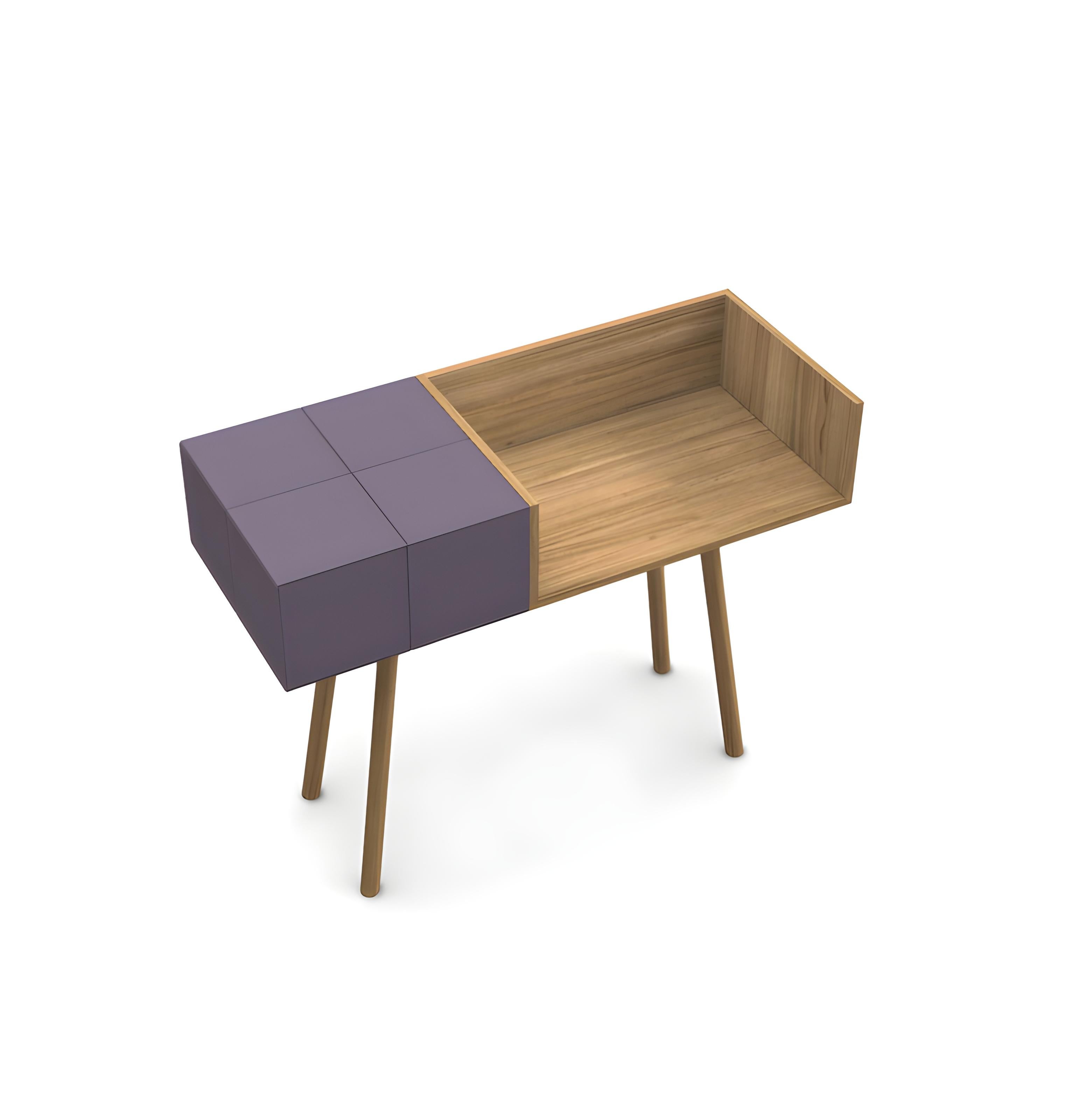 Midcentury Modern Style Boudoir In Walnut & Lacquer with 1 Drawer & 1 Box For Sale 1