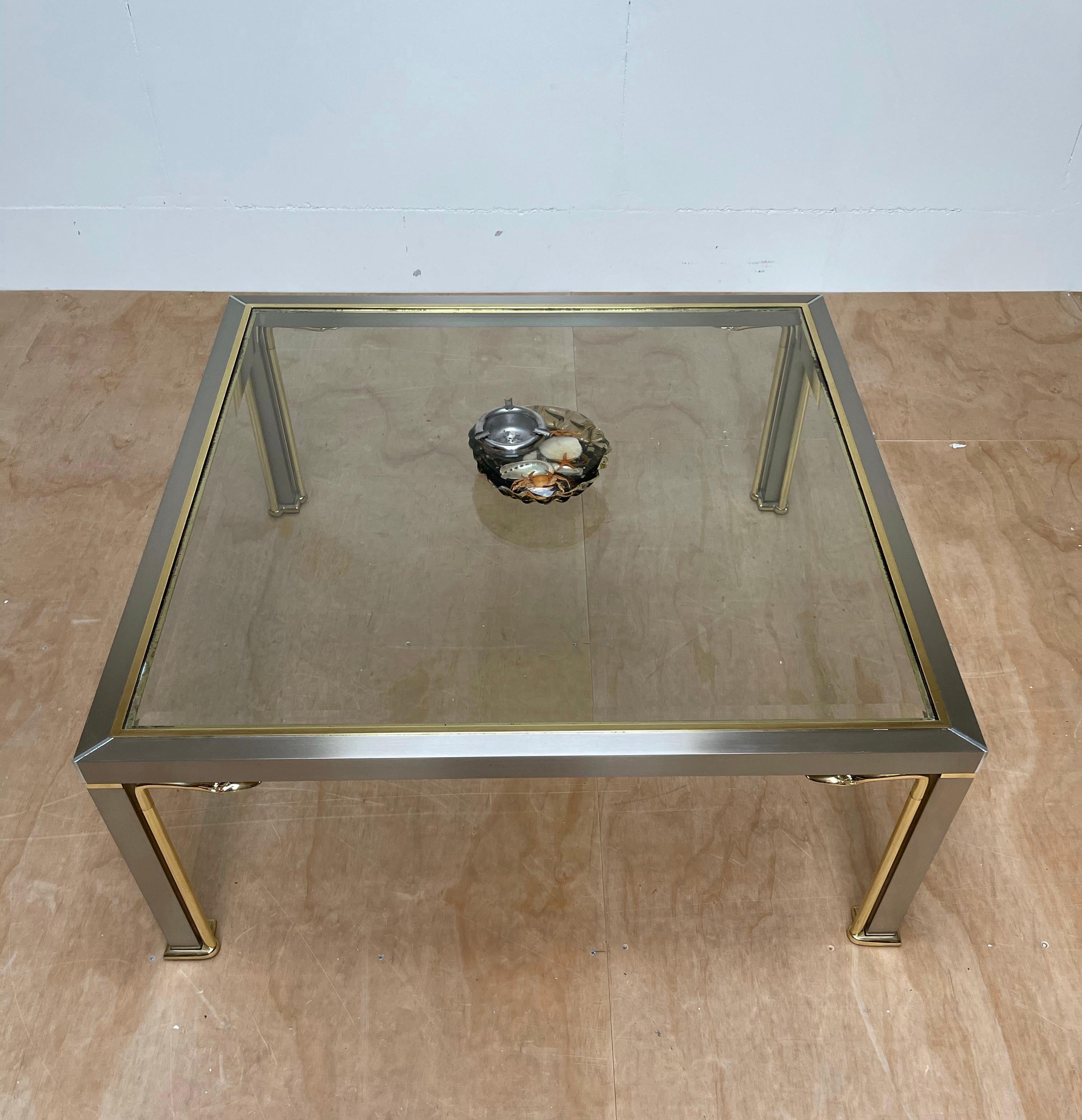 Mid-Century Modern Style Coffee Table with Glass Top and Bronze Swan Sculptures For Sale 10