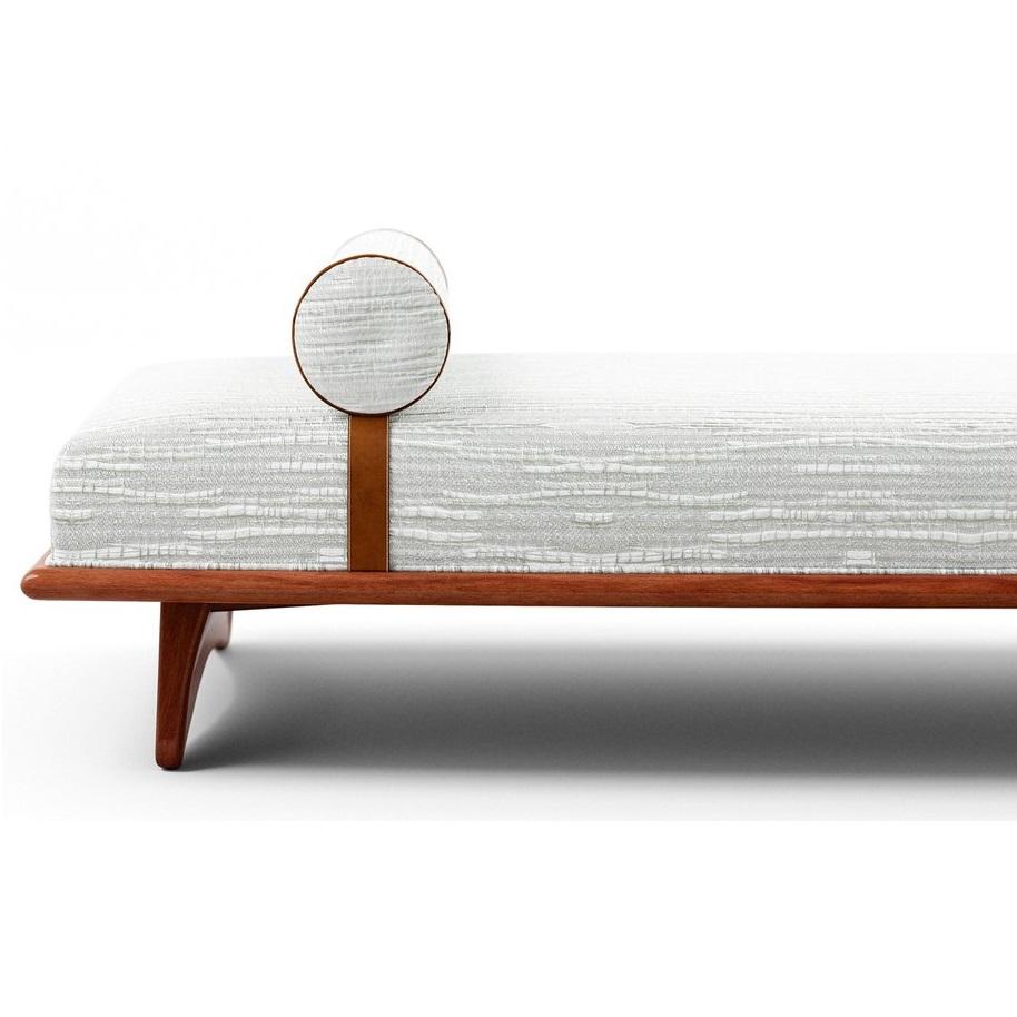 Midcentury Modern Style Daybed In Solid Mahogany & Leather In New Condition For Sale In New York, NY