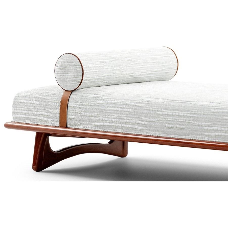 Midcentury Modern Style Daybed In Solid Mahogany & Leather For Sale 2