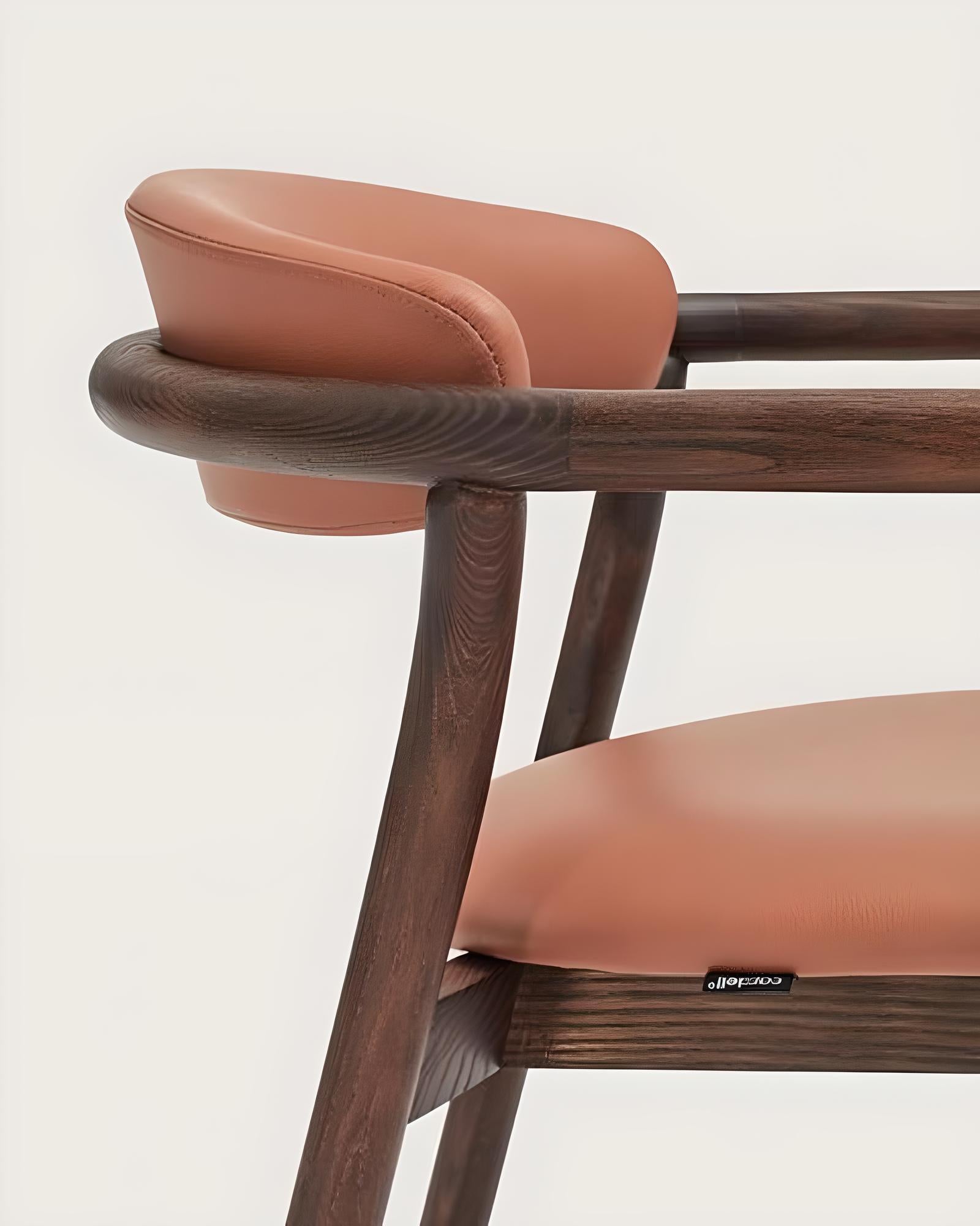 Contemporary Midcentury Modern Style Dining Chairs In Antique Pink Velvet For Sale