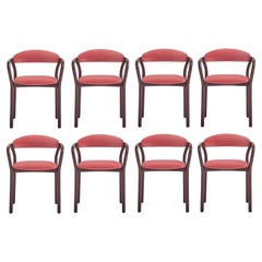 Sillas de comedor de estilo moderno de mediados de siglo en terciopelo rosa antiguo