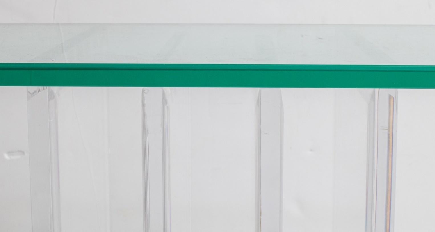 Midcentury Modern Style Glass & Lucite Console In Good Condition For Sale In New York, NY