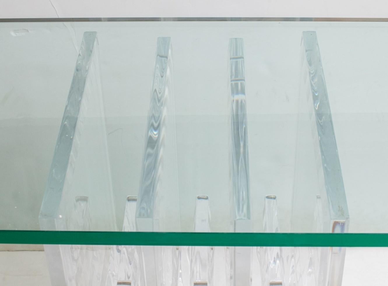 Contemporary Midcentury Modern Style Glass & Lucite Console For Sale