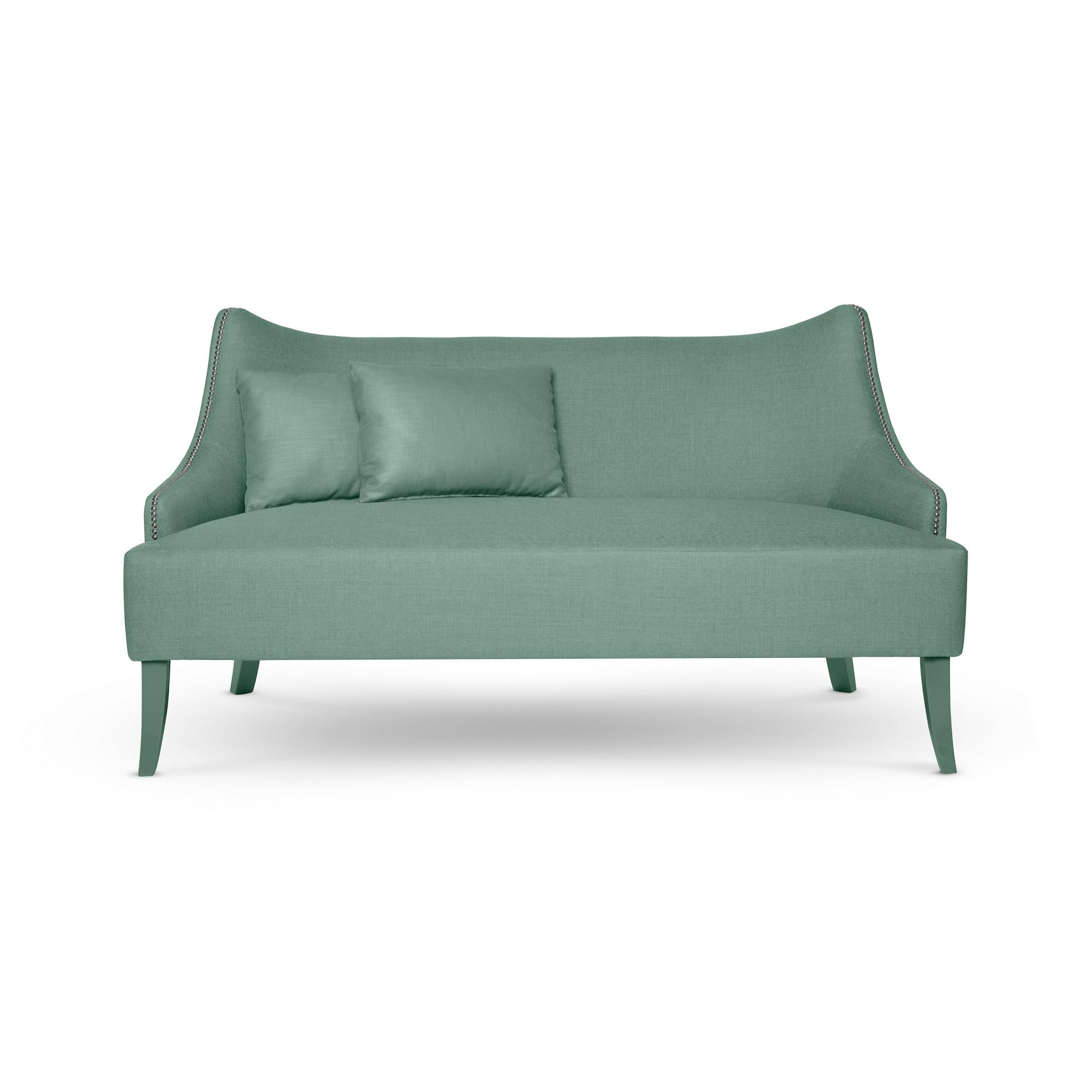 Moderne Loveseat de style moderne du milieu du siècle dernier en velours de coton en vente