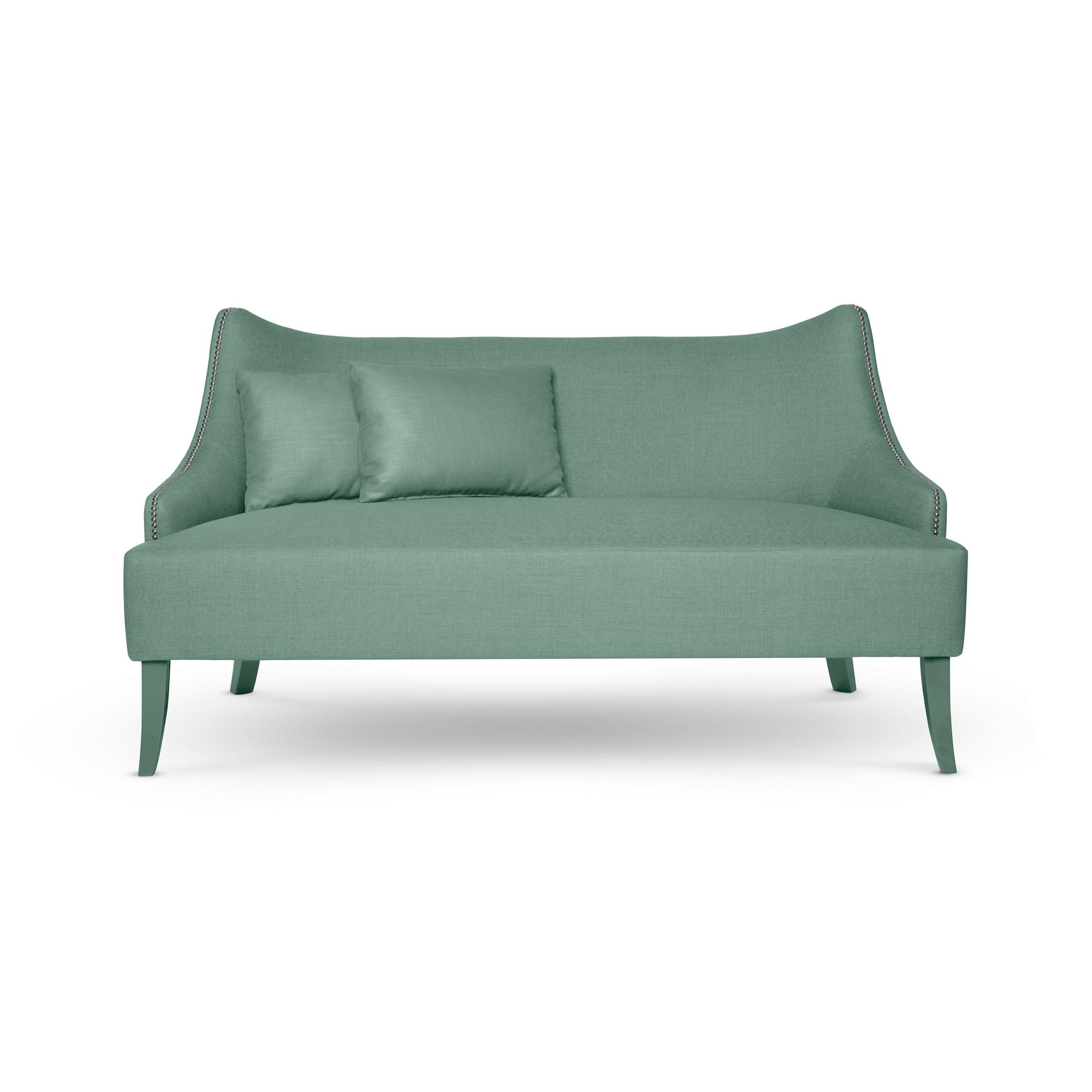 Portuguese Midcentury Modern Style Loveseat In Cotton Velvet For Sale