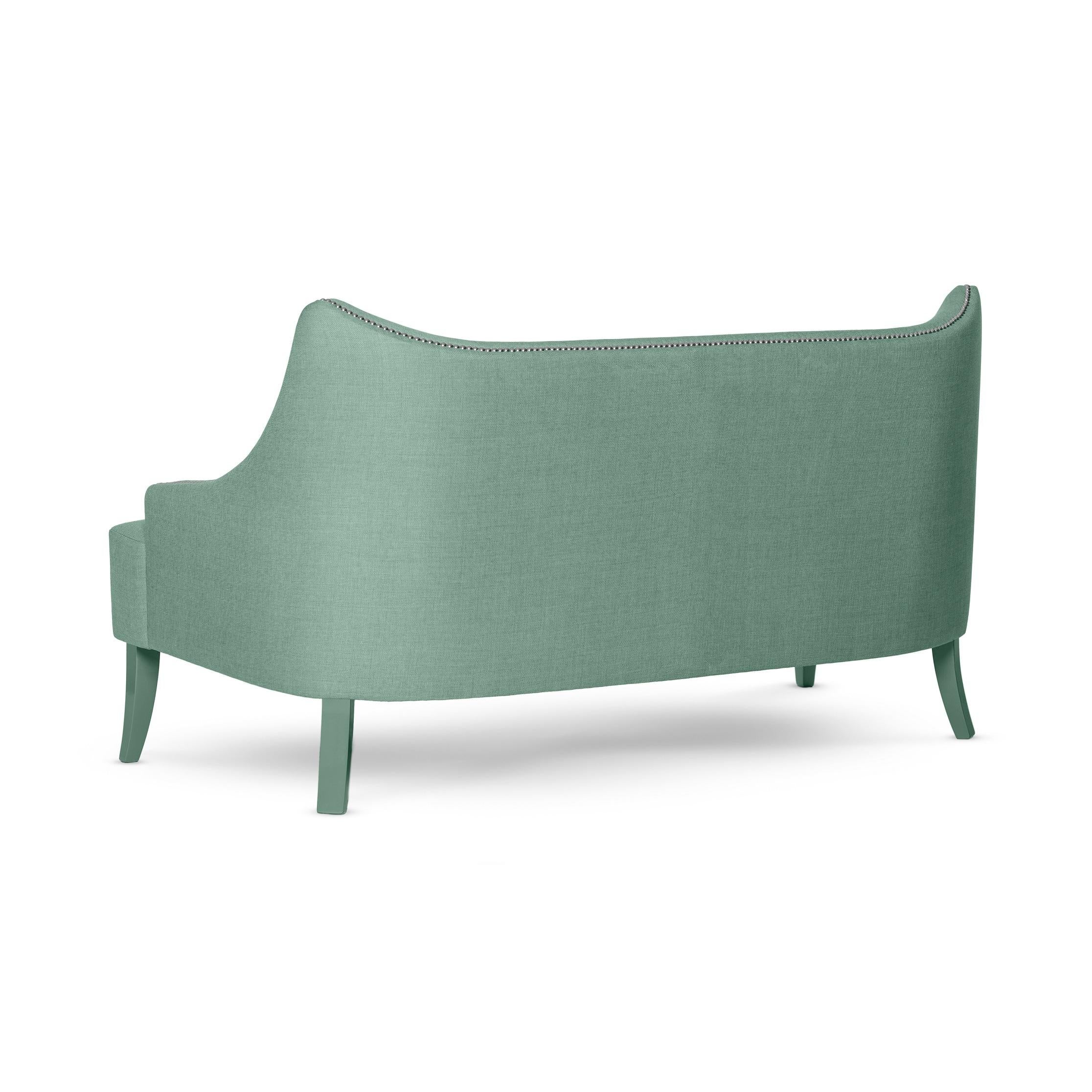 Portugais Loveseat de style moderne du milieu du siècle dernier en velours de coton en vente