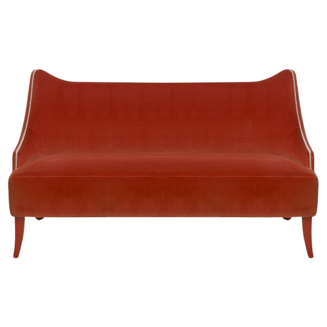 Midcentury Modern Style Loveseat In Cotton Velvet