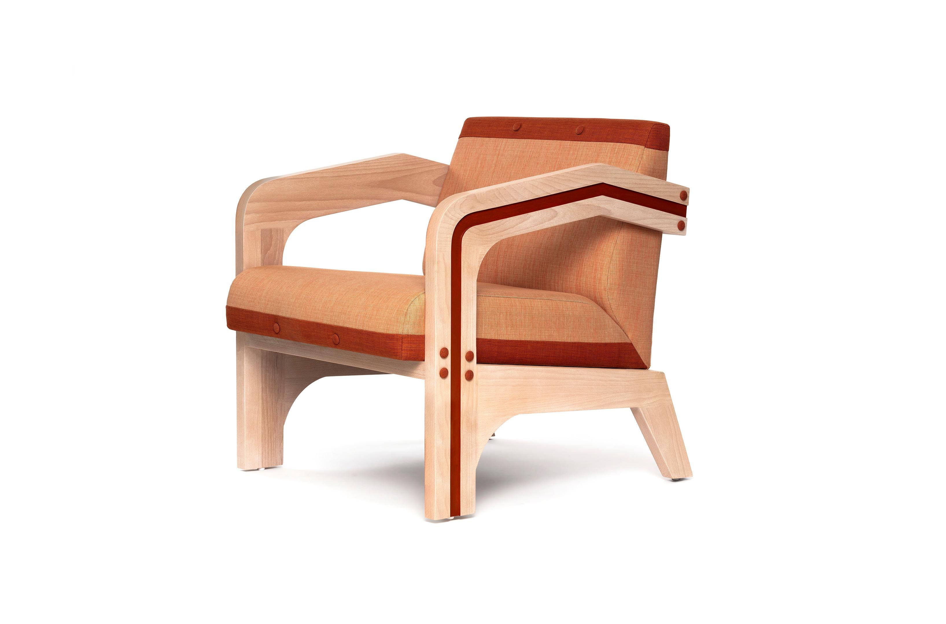 Eluney lounge chair is made of solid wood, we use FCS certified wood, which provide not only high durability, but fair wages and safe work conditions for everyone involved. Beautiful on the outside, beautiful on the inside. Also customizable for