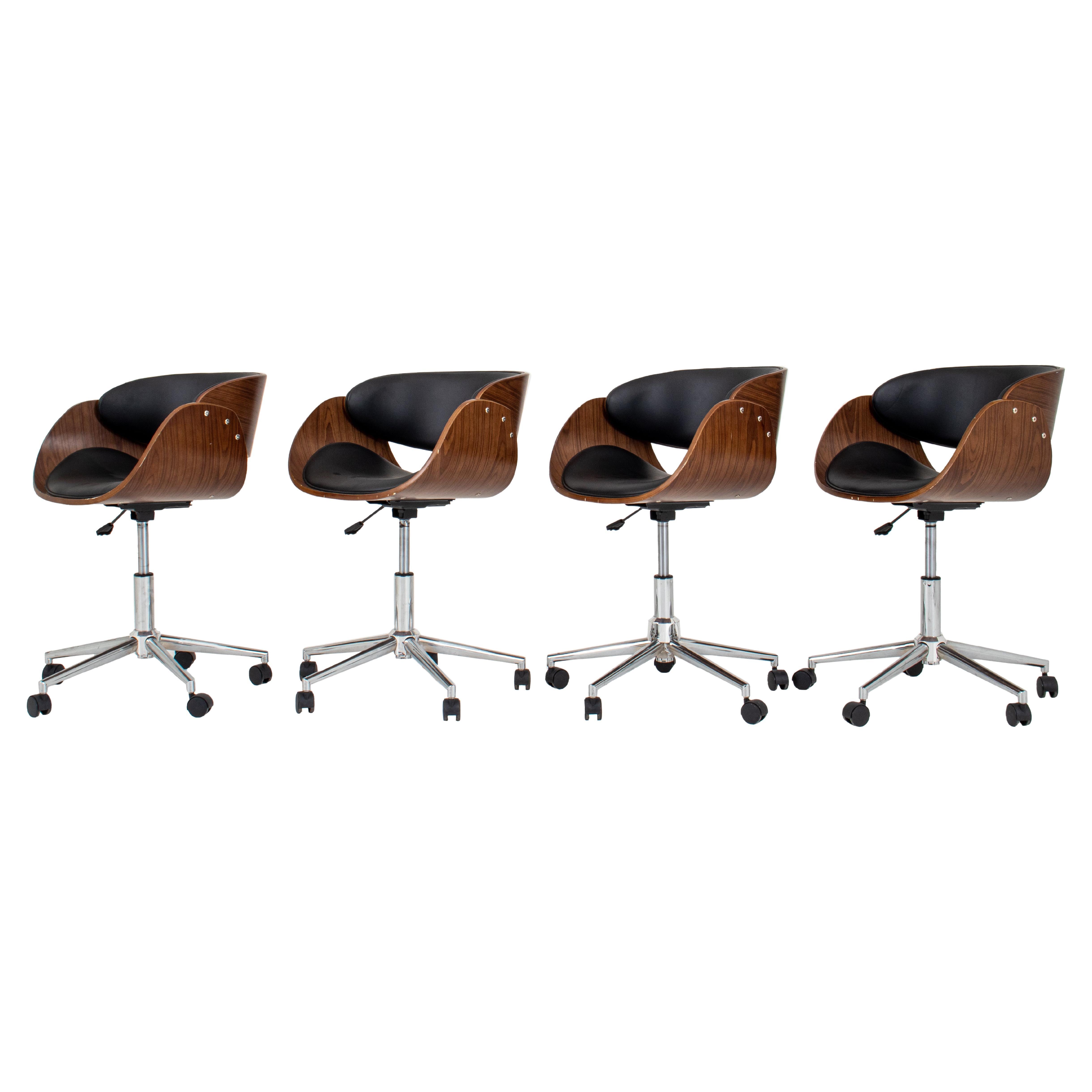 Mid-Century Modern Style Swivel Chairs, 4 For Sale