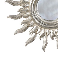 Mid-Century Modern Sun Silver Wood French Mirror, 1960