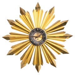 Midcentury Modern Sunburst Wall Clock, 1960s