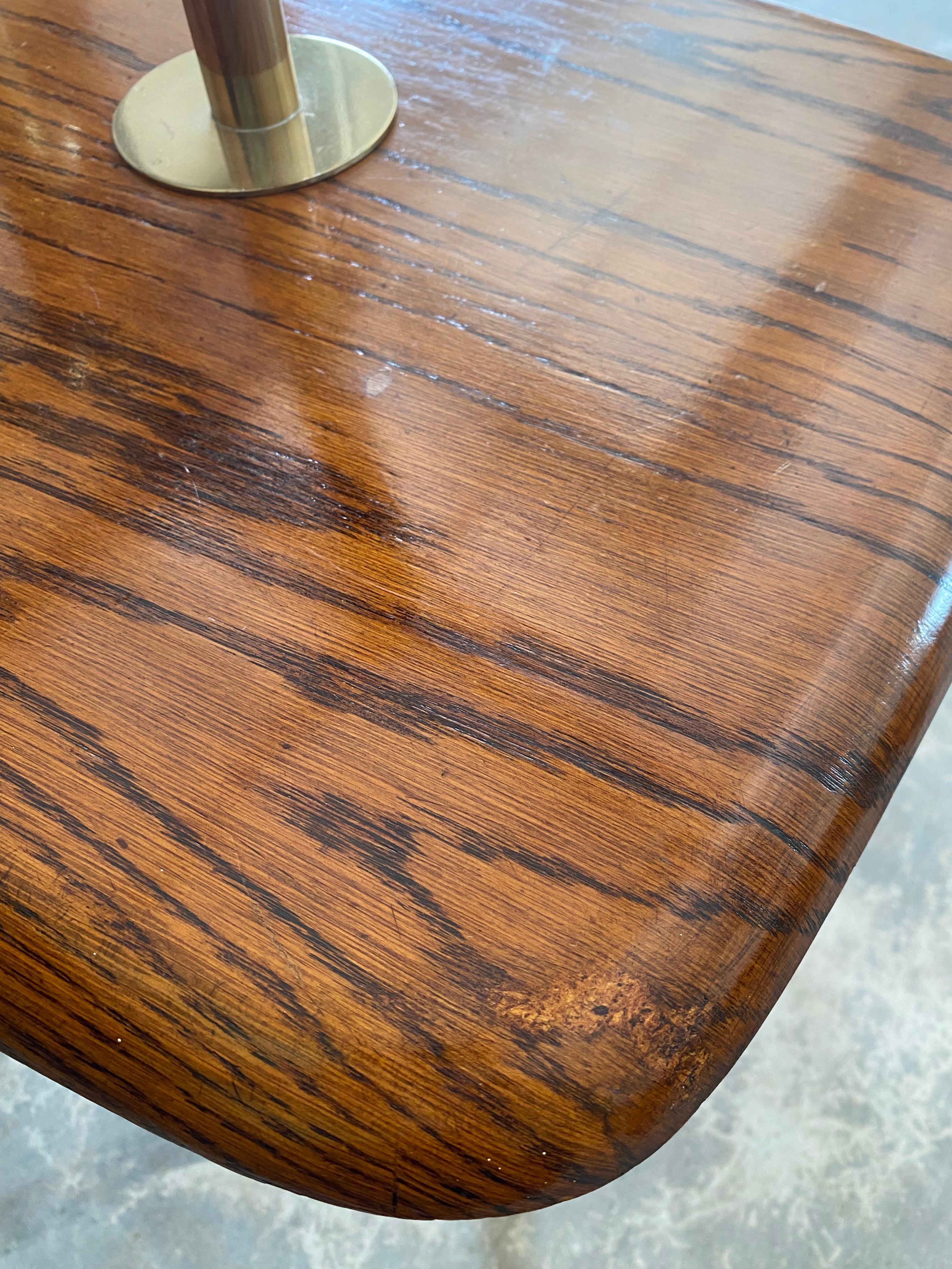 Midcentury Modern Surfboard Coffee Table in Heavily Figured Oak For Sale 5