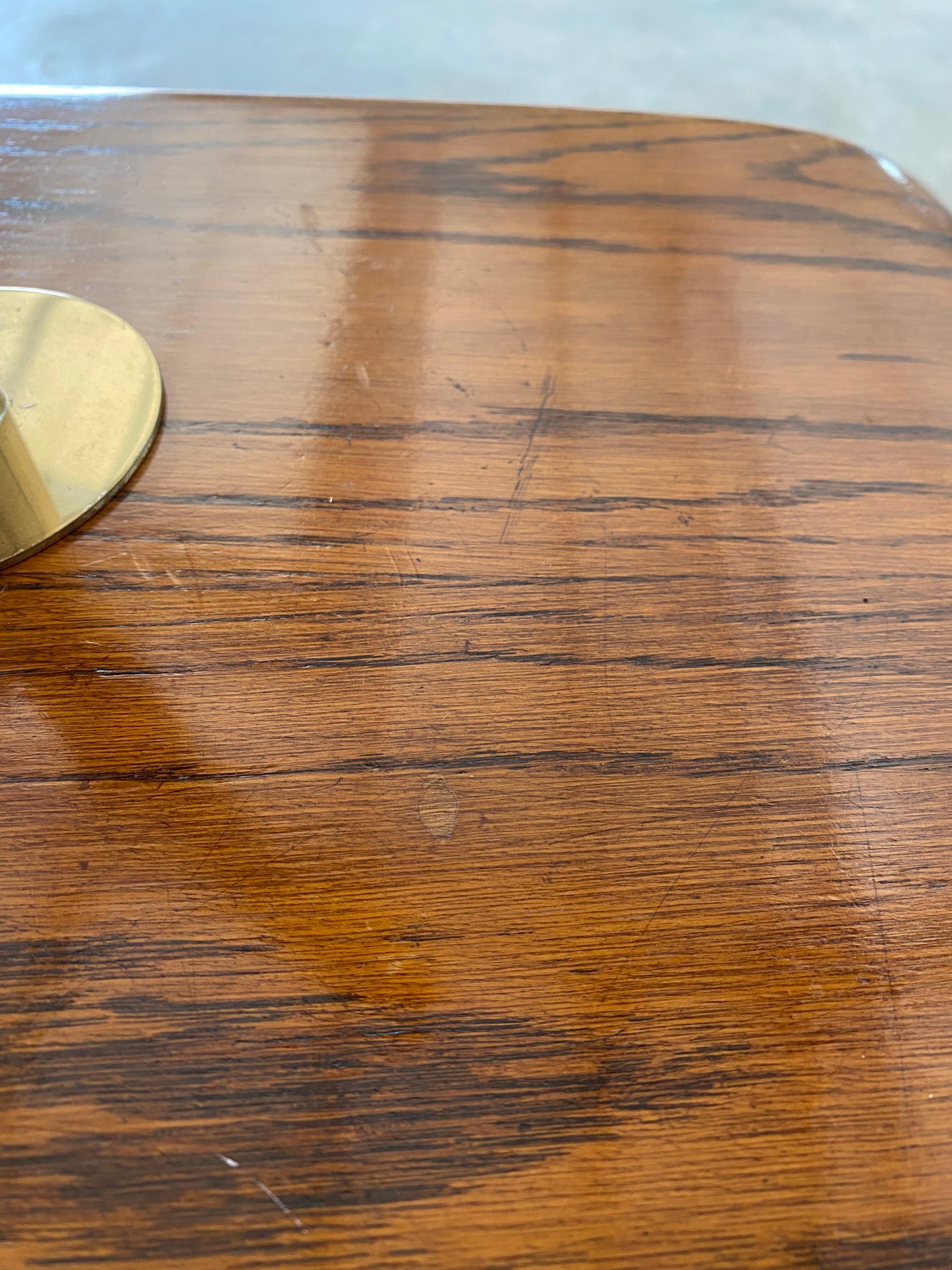 Midcentury Modern Surfboard Coffee Table in Heavily Figured Oak For Sale 8