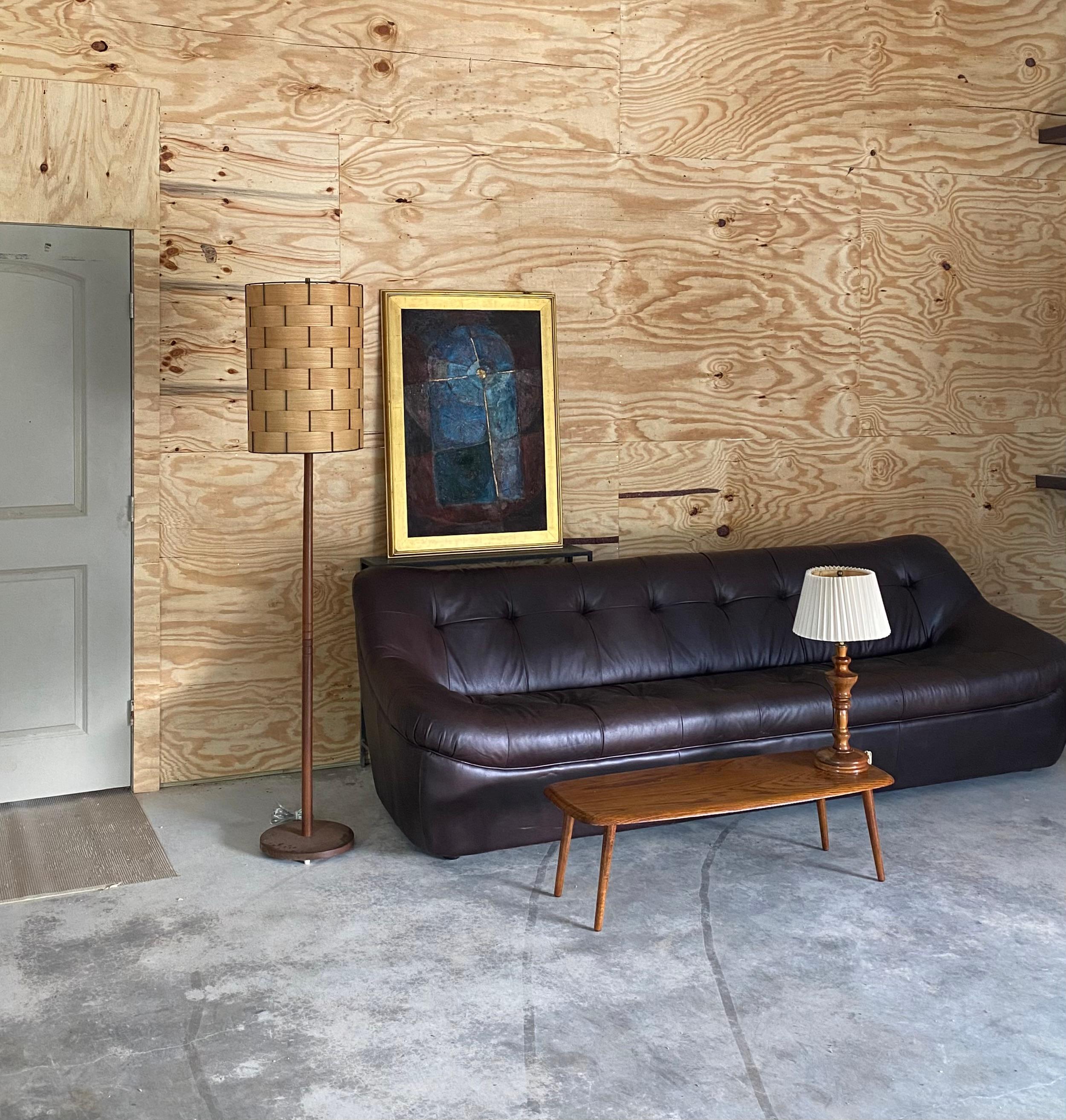 Midcentury Modern Surfboard Coffee Table in Heavily Figured Oak For Sale 12
