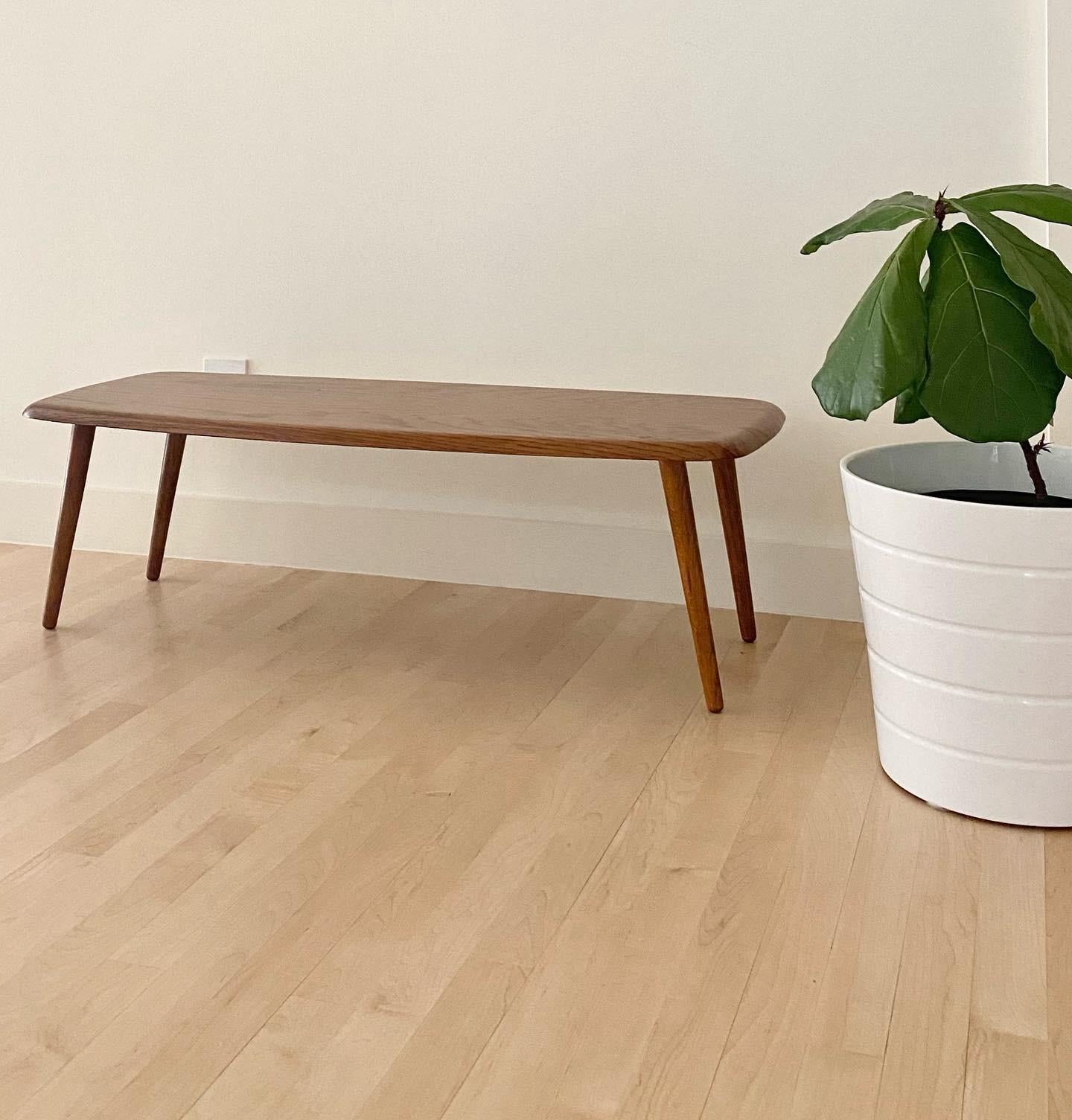 Hand-Crafted Midcentury Modern Surfboard Coffee Table in Heavily Figured Oak For Sale