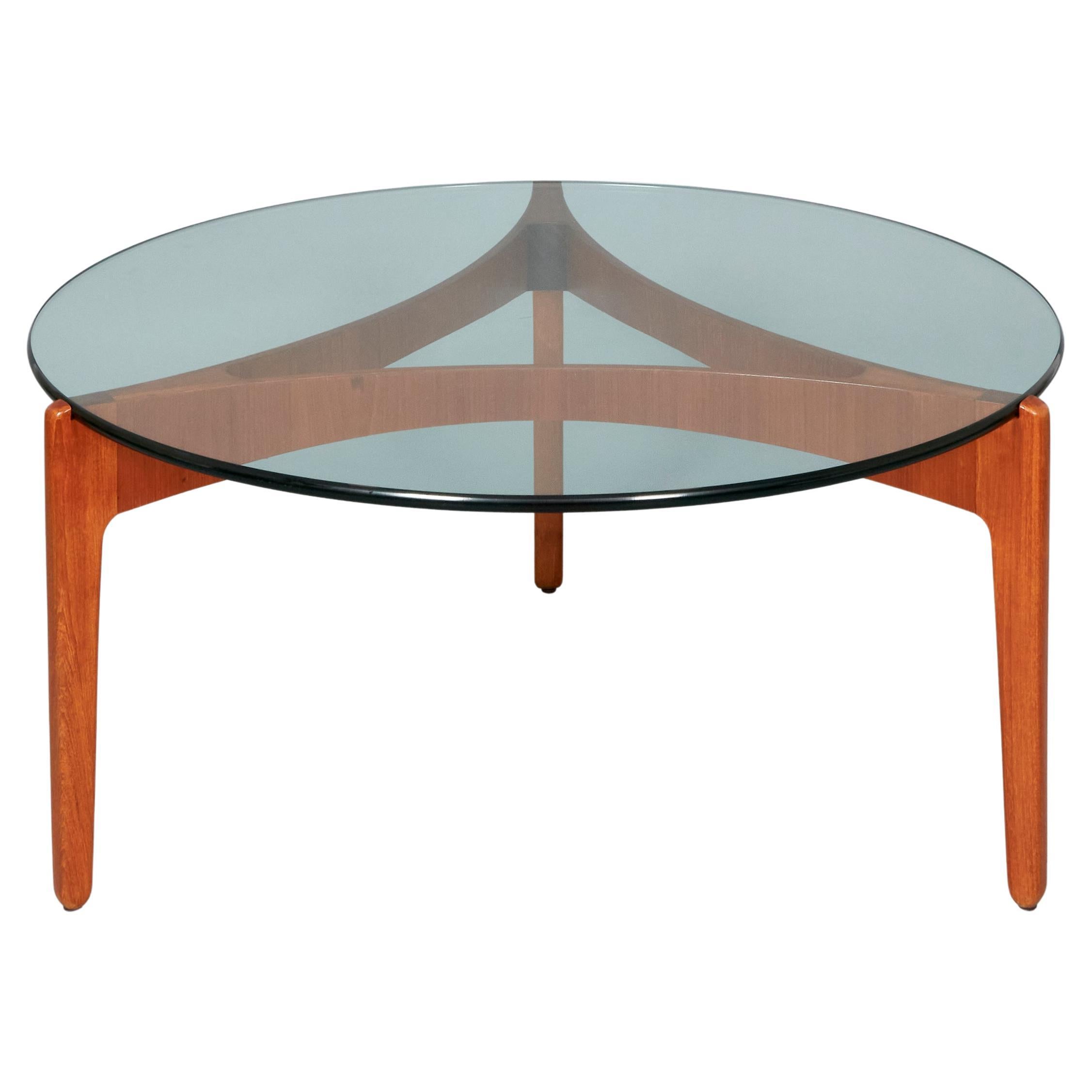 Midcentury Modern Sven Ellekaer Teak and Glass Coffee Table For Sale