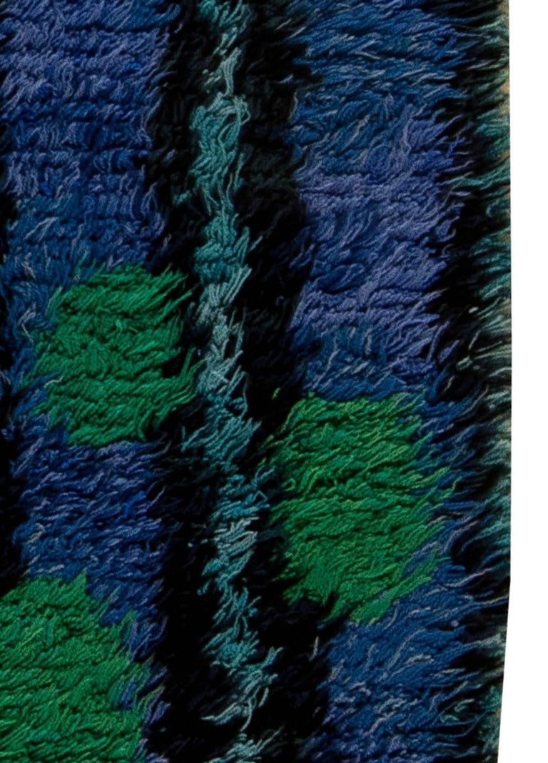 Doris Leslie Blau Collection Midcentury Modern Swedish Rya Green Blue