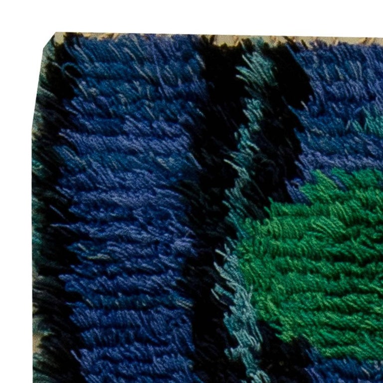 Doris Leslie Blau Collection Midcentury Modern Swedish Rya Green Blue