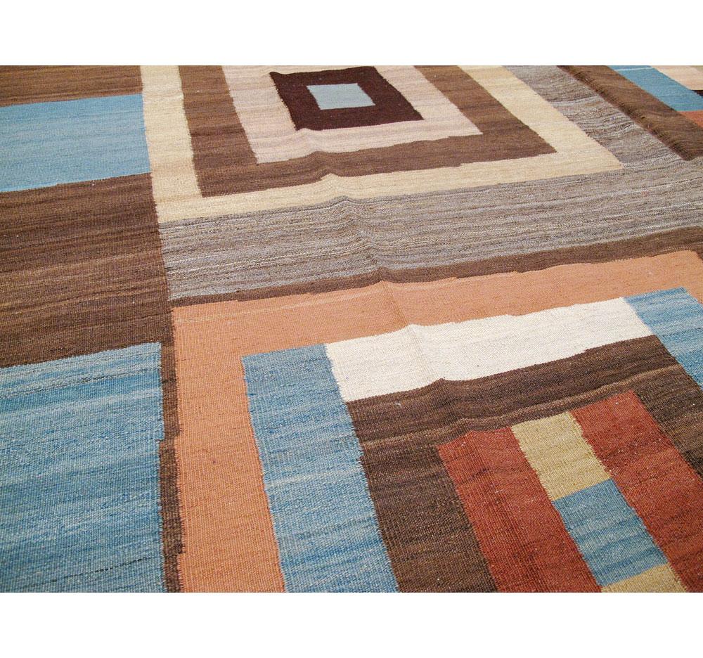 Mid-Century Modern Swedish Style Geometric Room Size Flat-Weave Carpet In New Condition For Sale In New York, NY