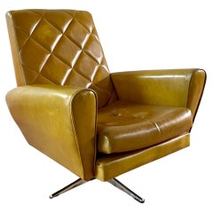 Midcentury Modern Swivel Lounge Chair, Chamois Leatherette c.1960's