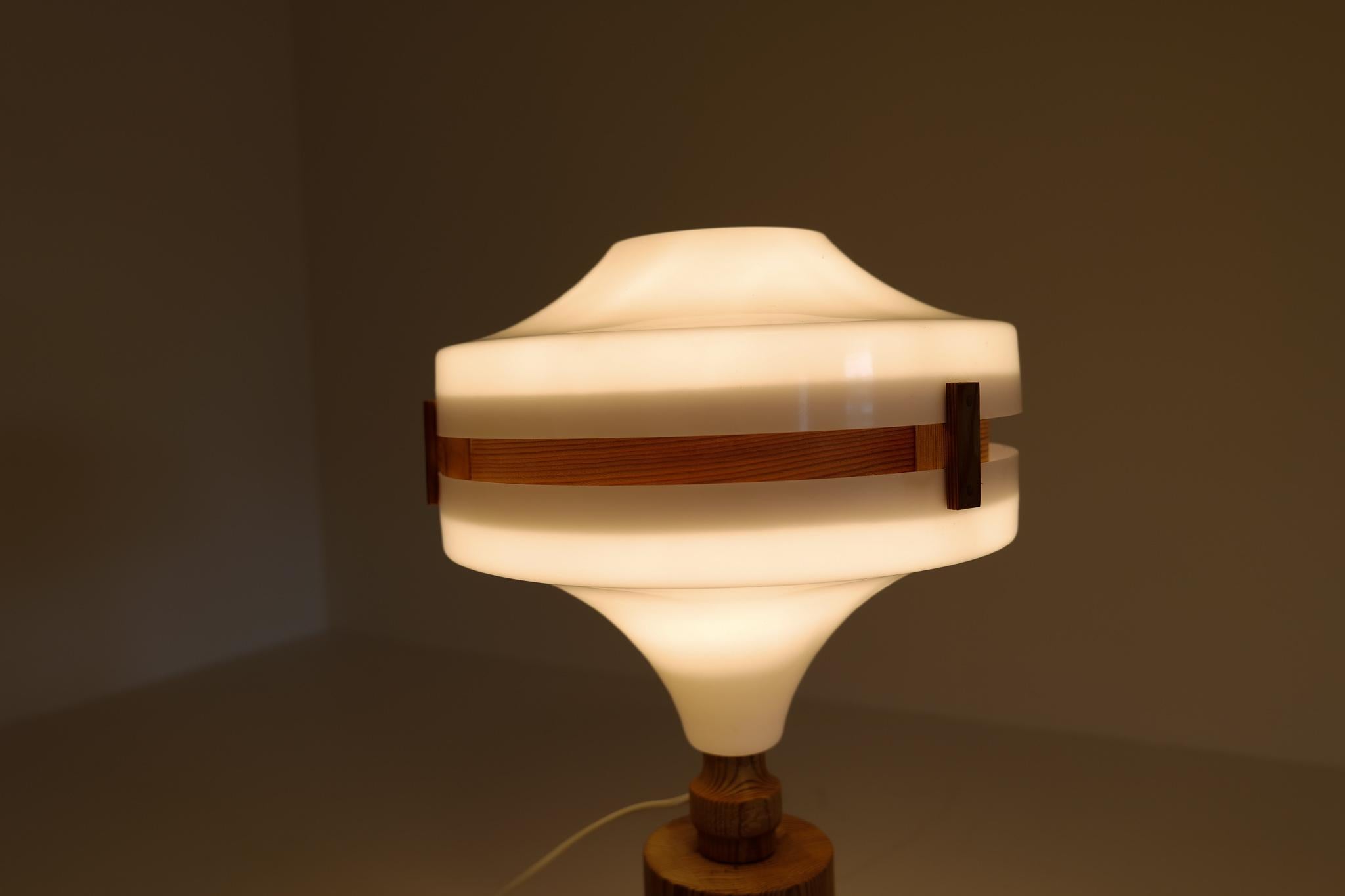 Mid-Century Modern Table Lamp in Pine and Acrylic, Sweden, 1970s 7