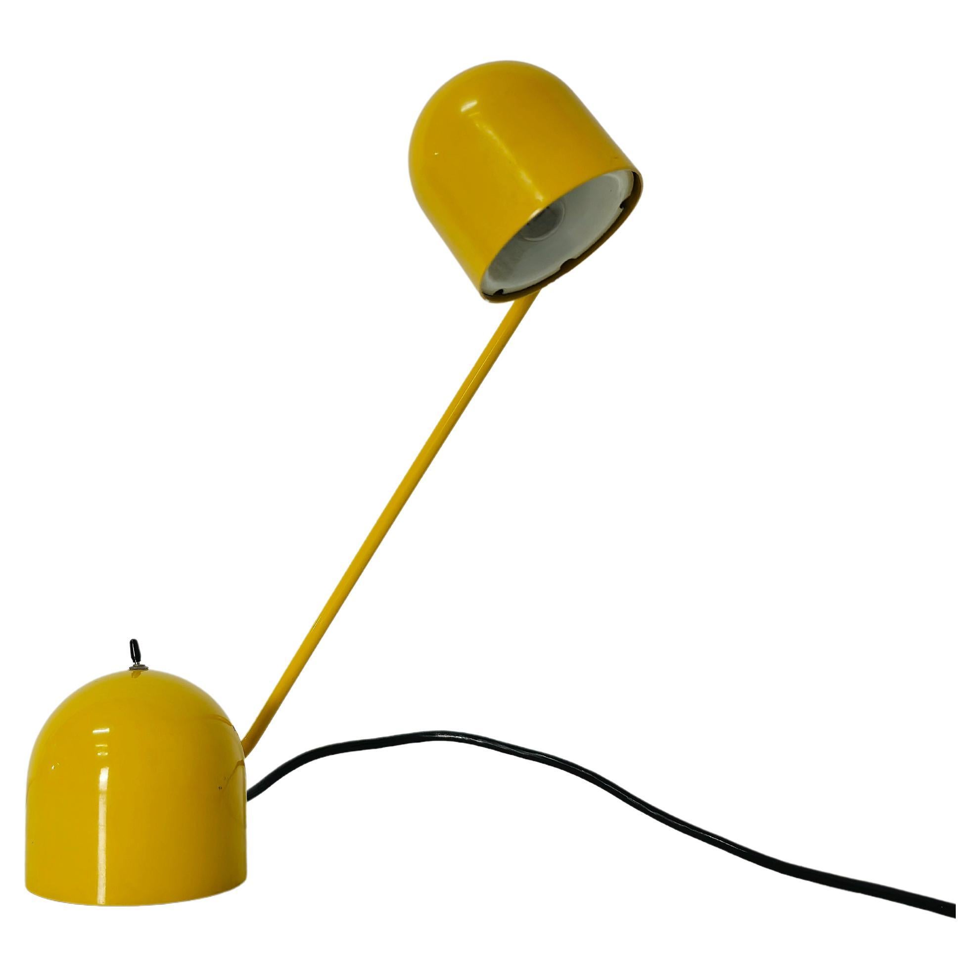 Midcentury Modern Table Lamp Yellow Metal Aluminum Italian Design 1960s For Sale