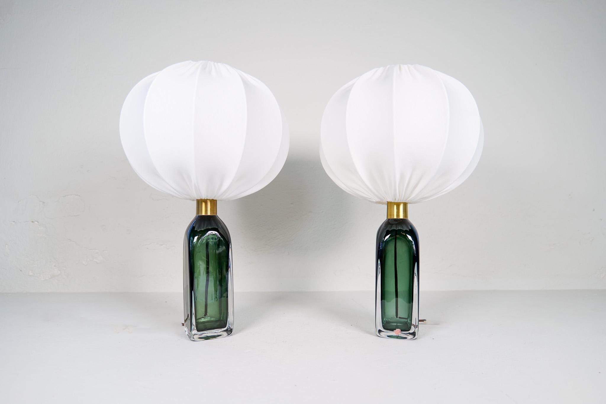 Swedish Midcentury Modern Table Lamps by Carl Fagerlund for Orrefors Sweden RD 1406 For Sale