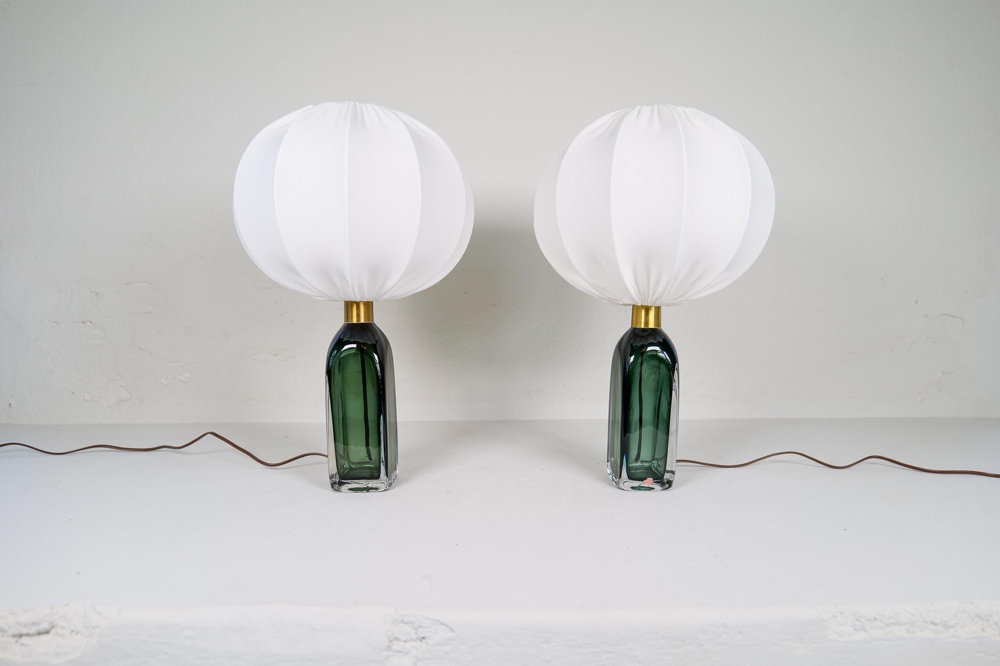 Midcentury Modern Table Lamps by Carl Fagerlund for Orrefors Sweden RD 1406 In Good Condition For Sale In Hillringsberg, SE