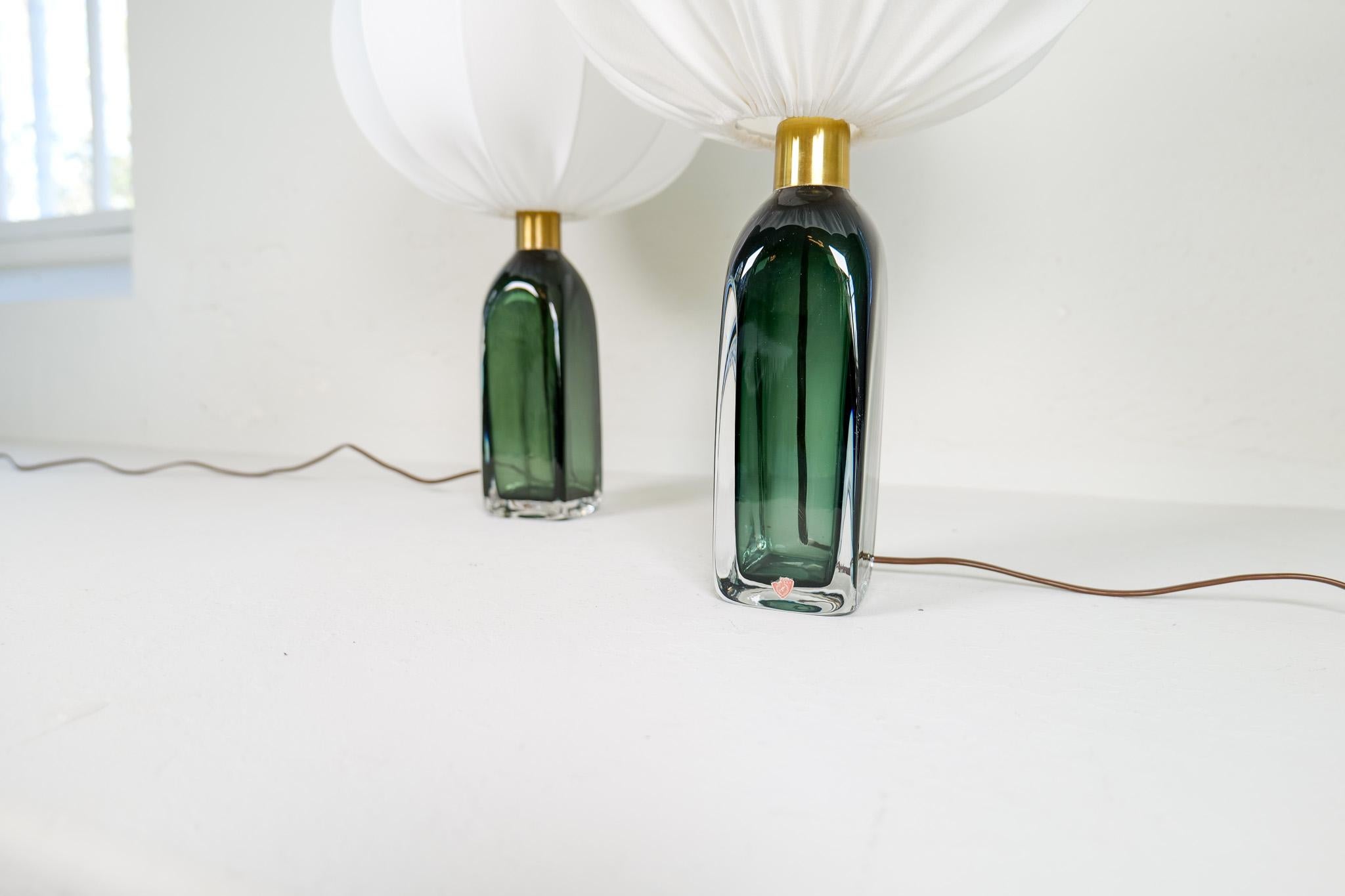 Crystal Midcentury Modern Table Lamps by Carl Fagerlund for Orrefors Sweden RD 1406 For Sale
