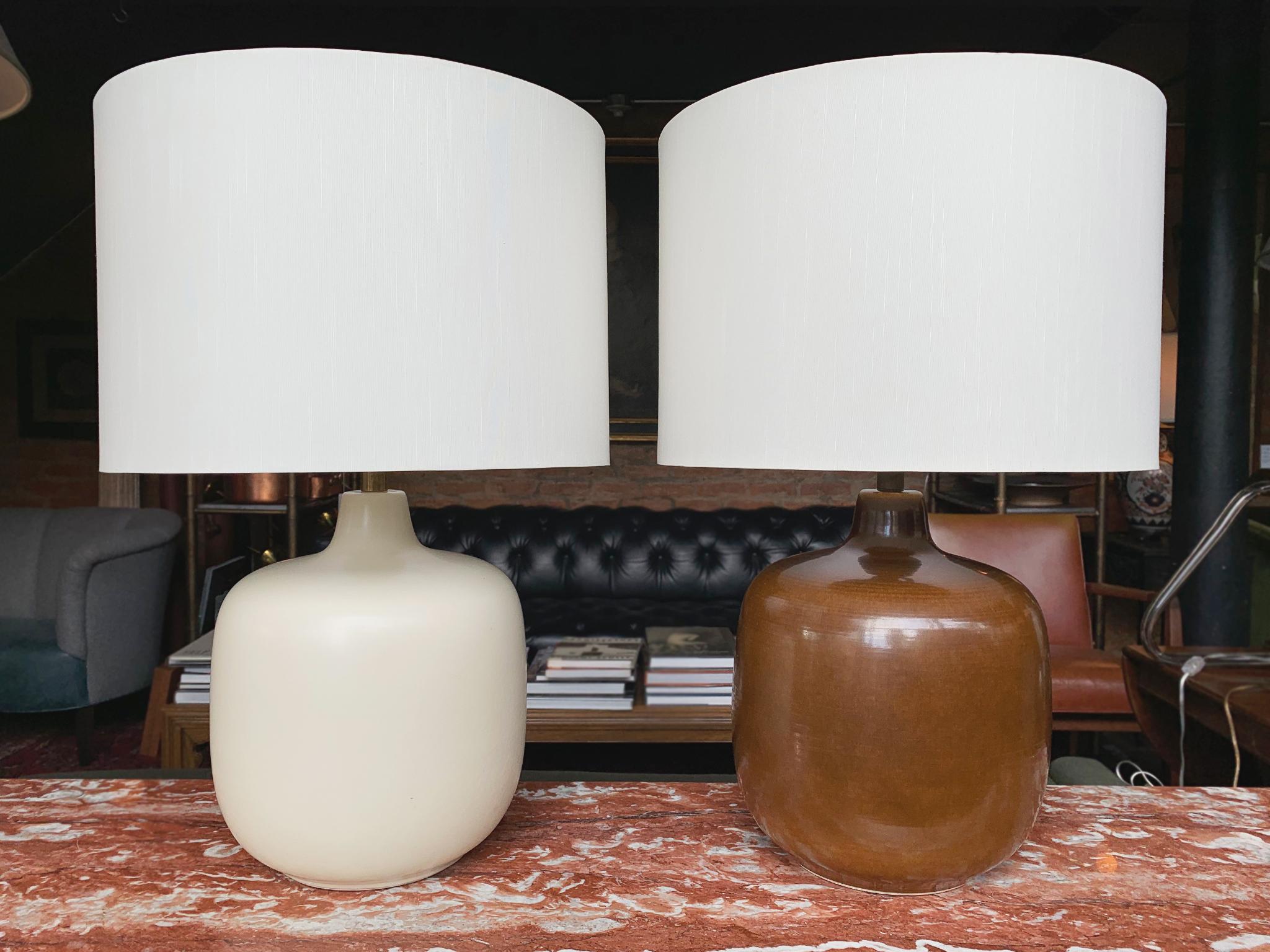 Glazed Mid-Century Modern Table Lamps by Lotte & Gunnar Bostlund, a Set of 2