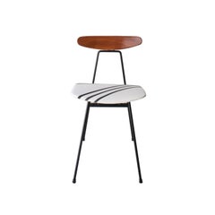 Campo & Graffi Teak Iron White Black Set of Six Italian Chairs, 1950